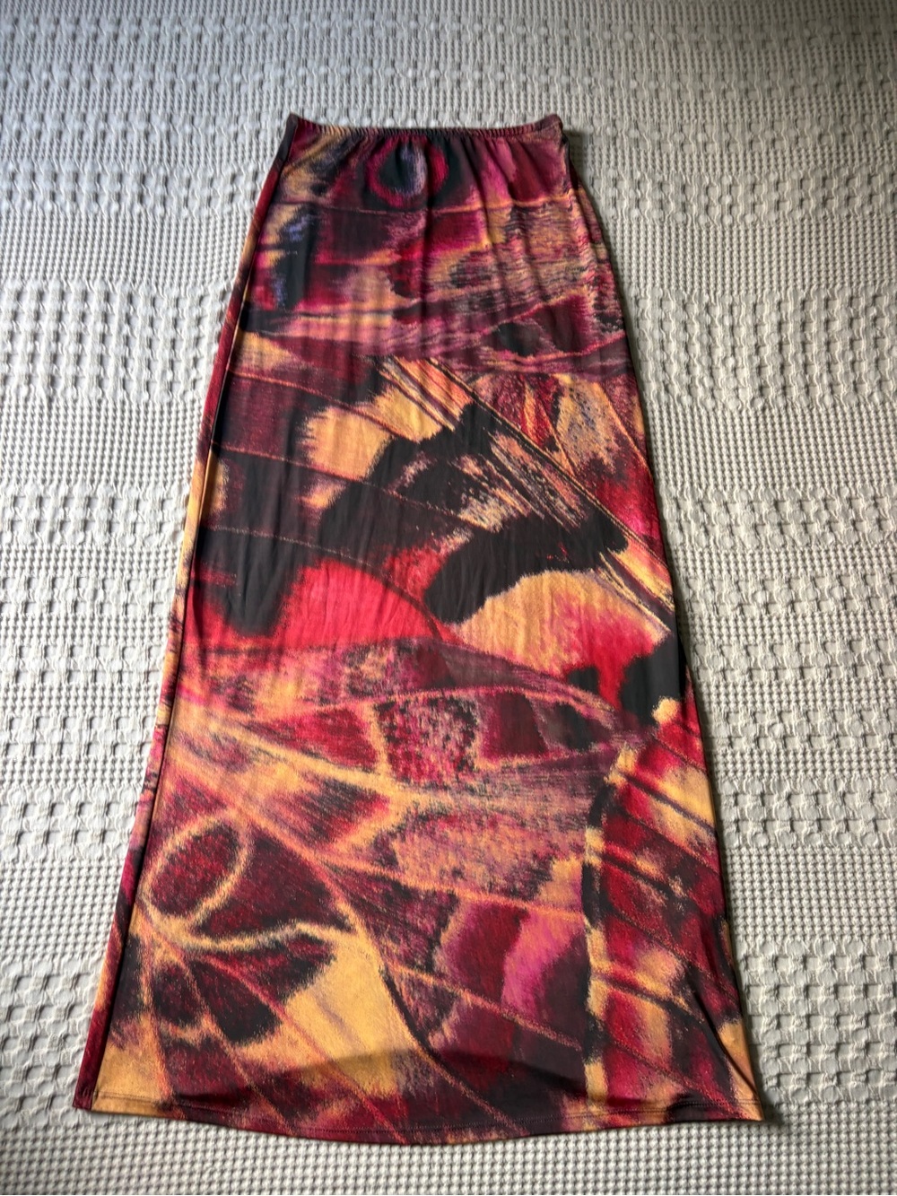Bold Red & Gold Printed Maxi Skirt